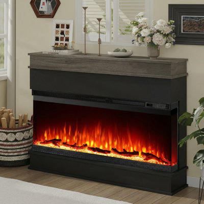 Foyer électrique 40 po 3D avec manteau de cheminée: flamme, chauffage et décoration réalistes
