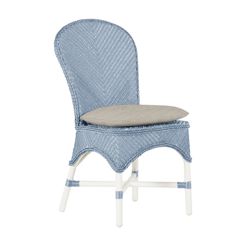 Chaise d'appoint d'extérieur Savoy N-Dura, Pas de soudure, Lin colombe Sunbrella, Craie / chambray