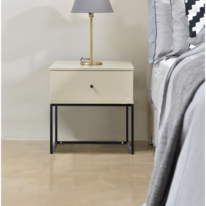 muir 50.2 cm W Bedside Table, Black/UV Khaki