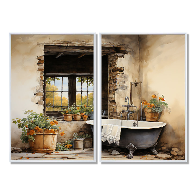Laundry Rustic Vibe I - Illustration Laundry Canvas Prints, 36" H x 48" W, Framed Print without Mat, White