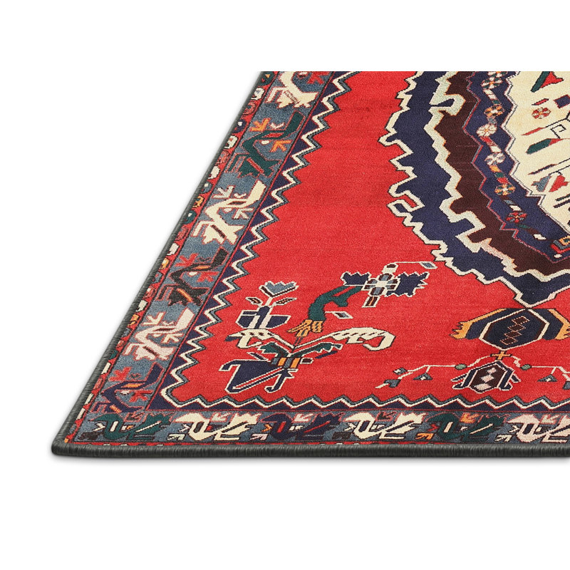 Tapis traditionnel rouge / beige, Rectangle 4 pi x 6 pi