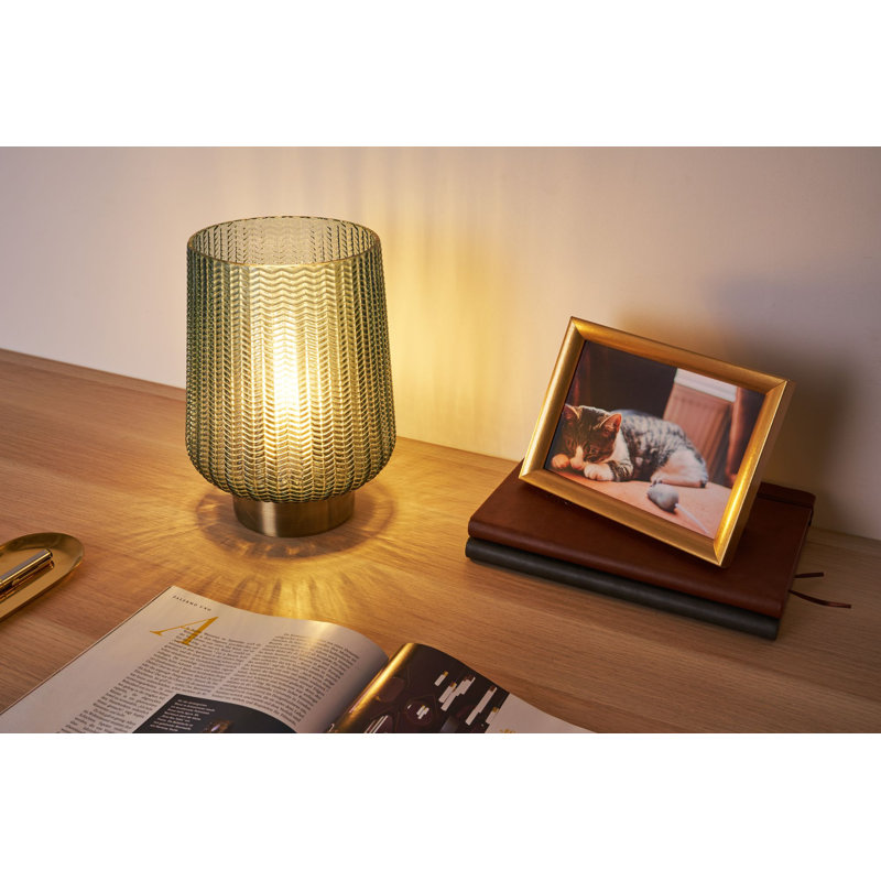 26 Cm Gunhild Table Lamp, Green Gold/Blue
