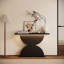 Console 47 po 47 po avec demi-cercles en bois martelé avec lumière DEL, parfaite pour les vestibules modernes et les salons