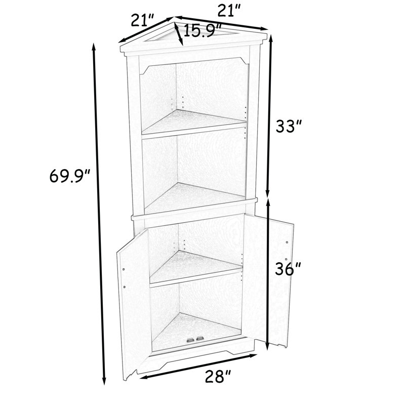 Rangement de salle de bain avec armoire, portes et tablettes, Noir