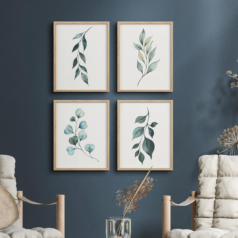 " Forest Plant Set Of 4 Forest Plant Wall Decor Framed Prints " 4 - Pieces, 10" H x 8" W x 1" D, Natural