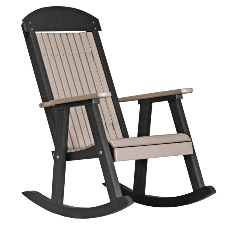 Fauteuil à bascule porche Tarik, Bois vieilli / noir