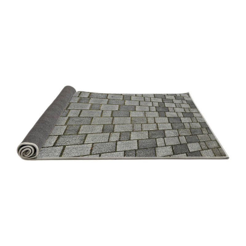 Tapis gris tissé à la machine, Rond 4 pi