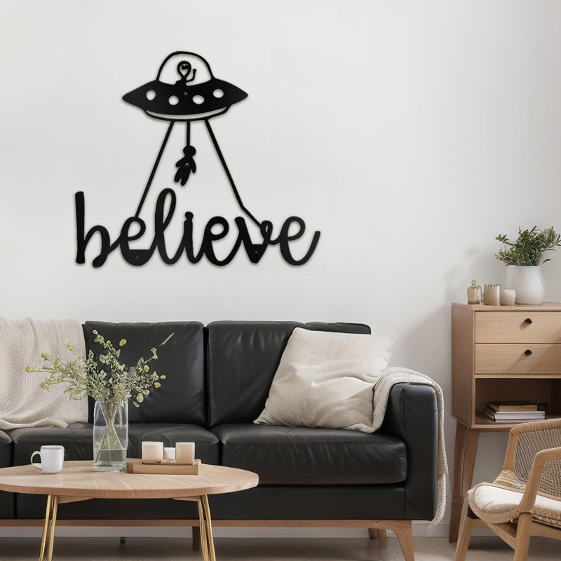 Décoration murale en métal, H 20 po x l 20 po x P 0,05 po, Noir