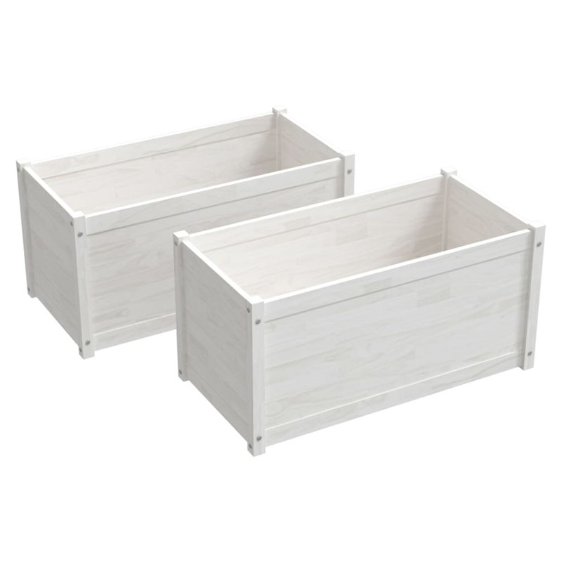 Boîte à fleurs en bois pour l'extérieur, H 12,2 po x l 78,7 po x P 12,2 po, Blanc