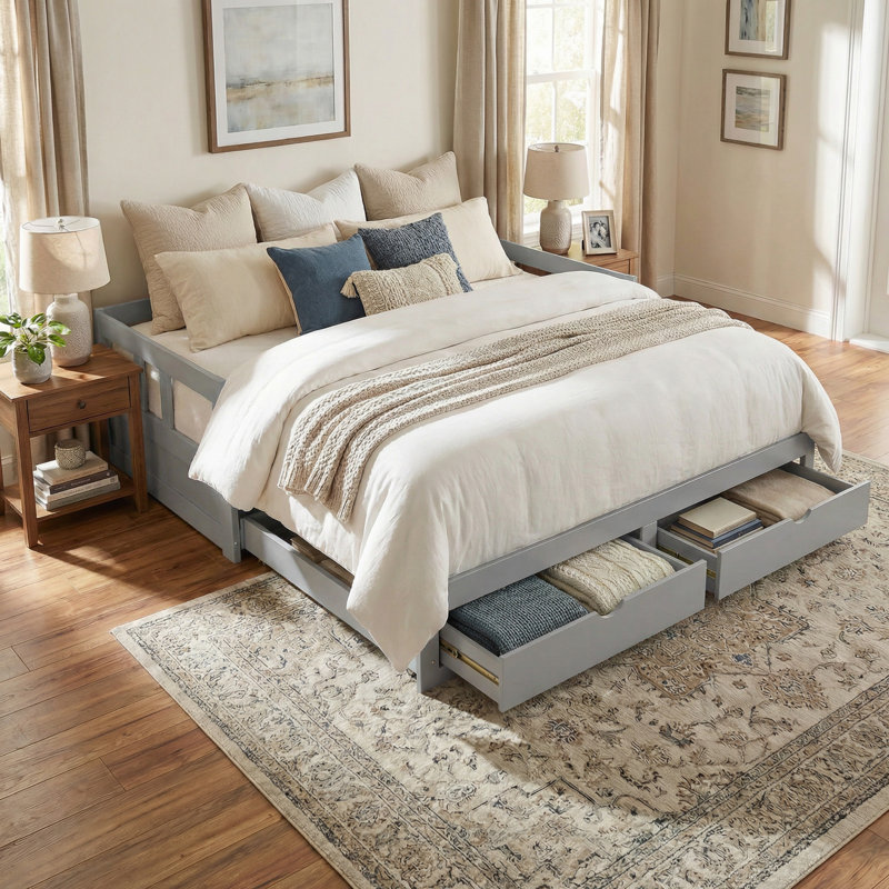 Melody Twin Day Bed with Storage, Dove Gray, Gray