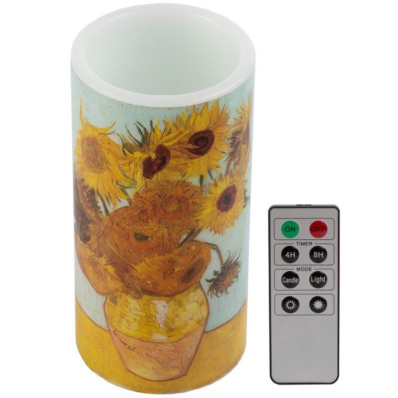 Van Gogh Sunflowers Flameless LED Candle with Remote, 1