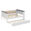 Lit de jour double avec tablettes de rangement, dossier rembourré, port USB et lit gigogne-319263545