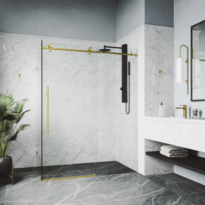 Elan E-class 46" W x 34" D x 76" H Sliding Frameless Shower Enclosure with 3/8" Clear Glass