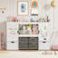 Rangement pour jouets de 61 po, bibliothèques pour enfants avec rangement pour animaux en peluche, 2 tiroirs mobiles, 4 bacs de rangement et 2 planches à dessin magnétiques, bibliothèque Montessori pour chambre d'enfant, salle de jeux, chambre à coucher, blanc-122513664