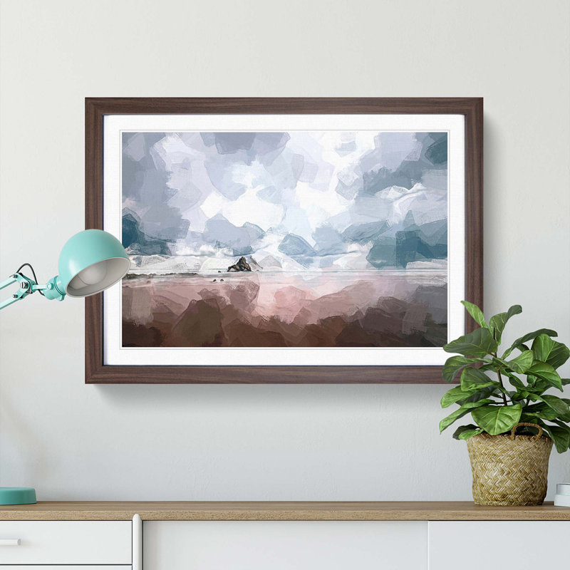 Beach in Sopelana Spain in Abstract - Picture Frame Photograph Print, 36cm H x 48cm W x 2cm D, Walnut Framed