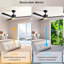 Ventilateur de plafond à DEL avec lumière, télécommande, 6 vitesses de ventilateur, luminosité à intensité variable et température de couleur
