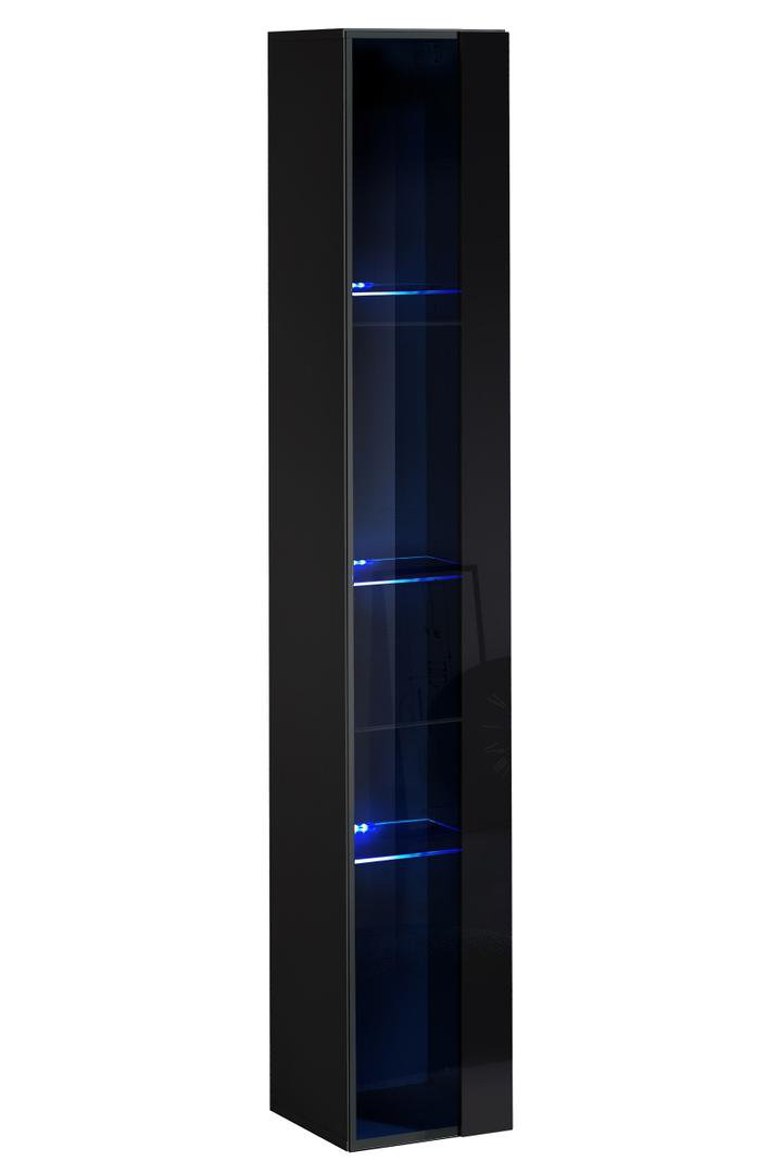 Switch WW1 White Gloss Tall Display Cabinet 30cm - Bright Minimalist Showcase with Blue LED Lighting