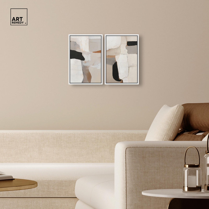 "Antique Walls", reproduction d'art sur toile, ensemble d'art bohème neutre par Art Remedy, galerie tendue, 24 x 36