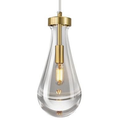 Raindrop Pendant Lights Kitchen Island Set Of Teardrop Hanging Light Fixtures Clear Solid Glass Pendant Light Modern Chandeliers For Dining Room Porch Corridor Living Room (1 Pack)