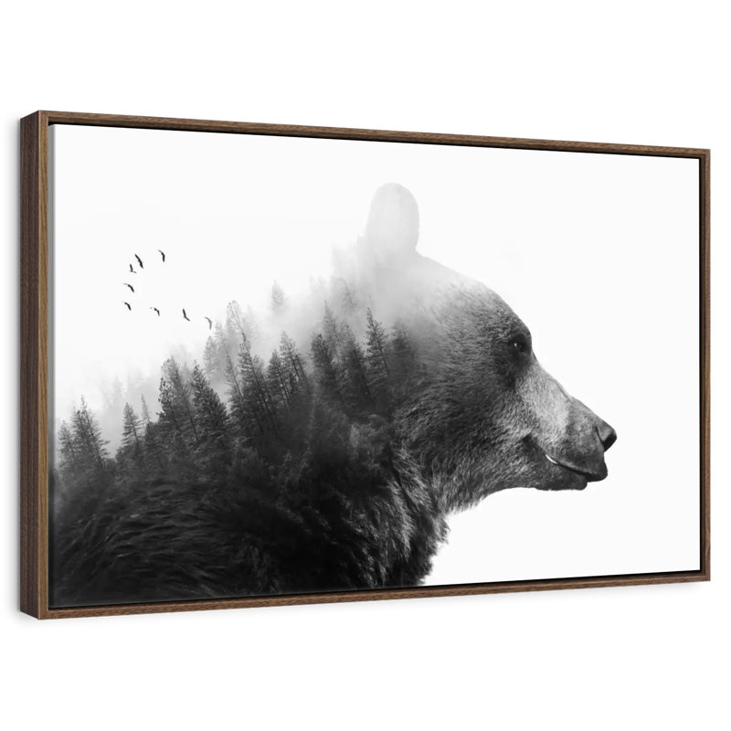 Nature gros ours I, Cadre flottant noyer, 31 po x 21 po