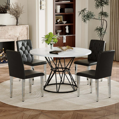 Modern Industrial Dining Set with Ergonomic Chairs