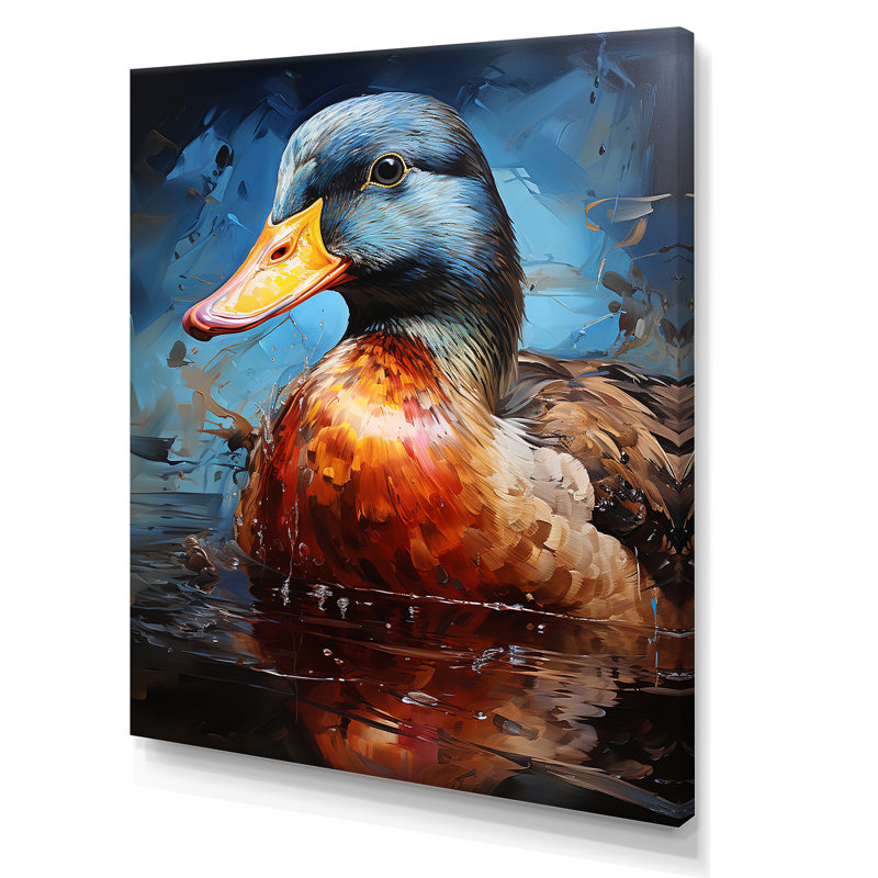 Canard tacheté à l'étang III, Toile tendue, H 40 po x l 30 po x P 1,5 po