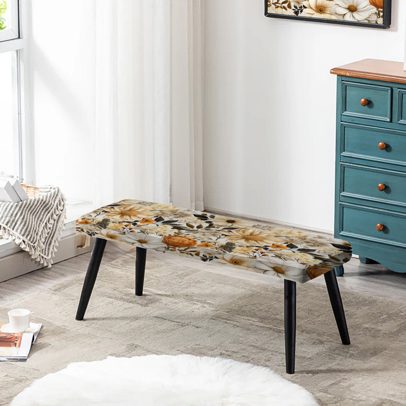 Rustic Floral Warmth Brilliance - Banc rembourré floral noir