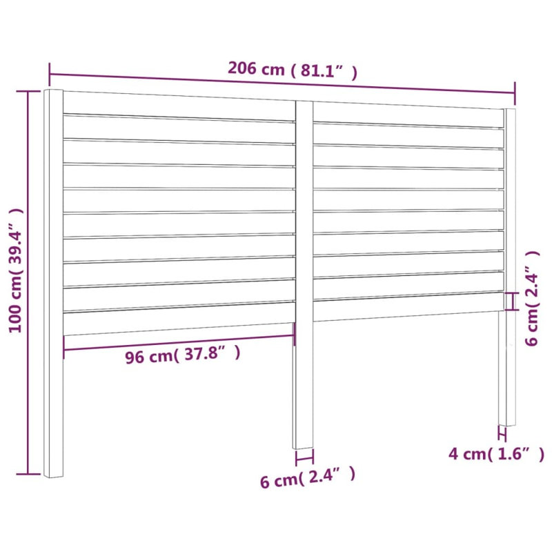 Jamael Solid Wood Headboard, White, 206 x 100 cm