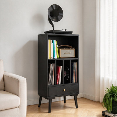 Meuble de rangement pour disques vinyles en bois multicouche