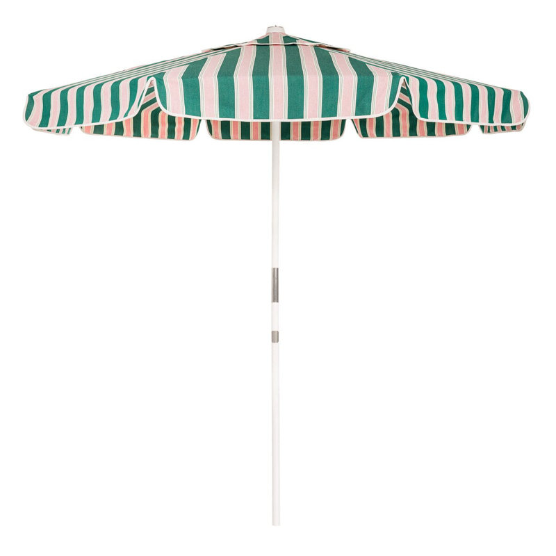 Parasol de marché, Rose, vert, blanc / rayé