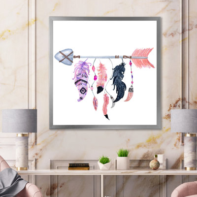 Boho avec flèches et plumes - Peinture sur toile