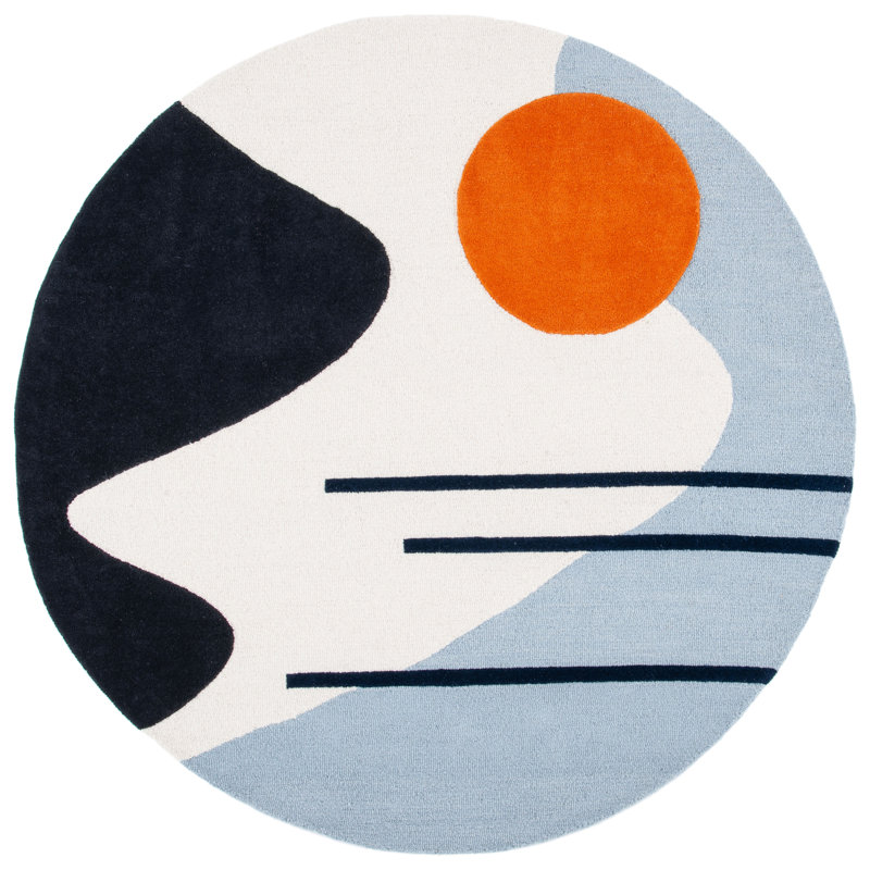 Tapis ivoire / bleu Felipe, Rond 6 pi