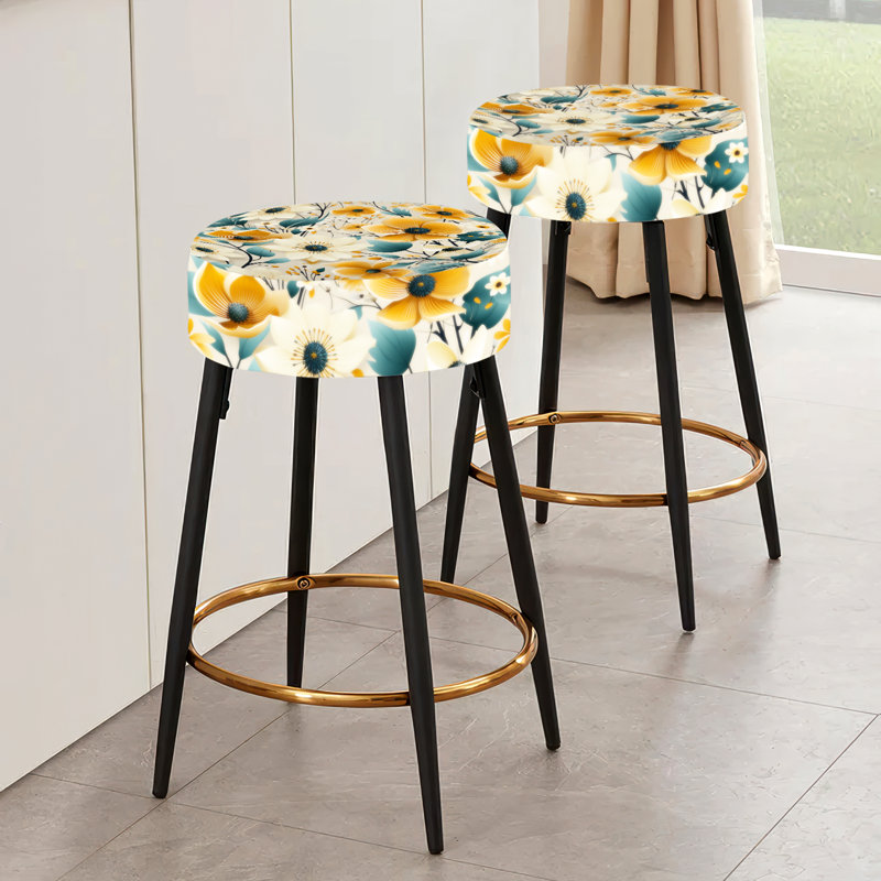 Ensemble de 2 tabourets de bar Mod Floral Nostalgia I - Mid-Century