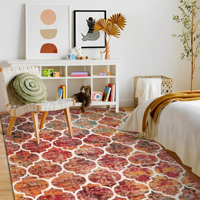 Govan Classic Moroccan Machine Washable  Area Rugs with Non-Slip Backing Perfect for Living Room, Dining Room, Bedroom Decor