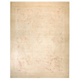 Light Cream Color Faded Rose Floral Design Antique French Aubusson Rug