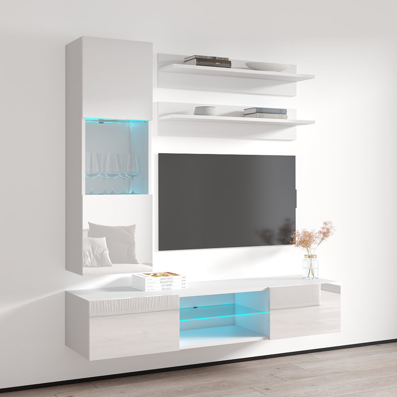 Meuble audio-vidéo flottant Fly, Blanc
