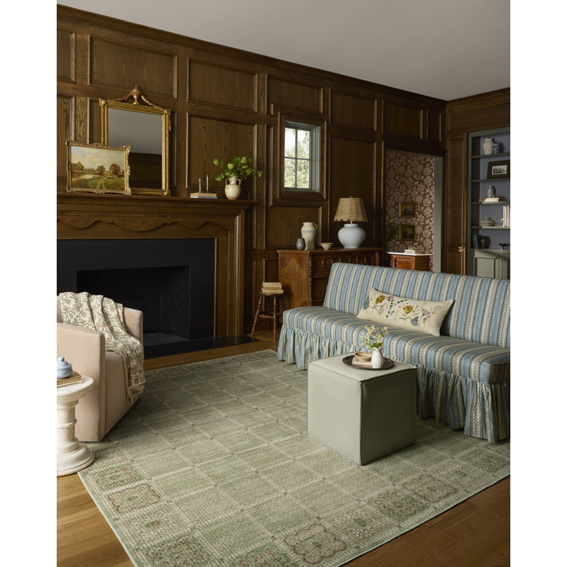 Rifle Paper Company x Loloi Orchard Green / Multi Machine Washable Area Rug, Rectangle 3'6" x 5'6"