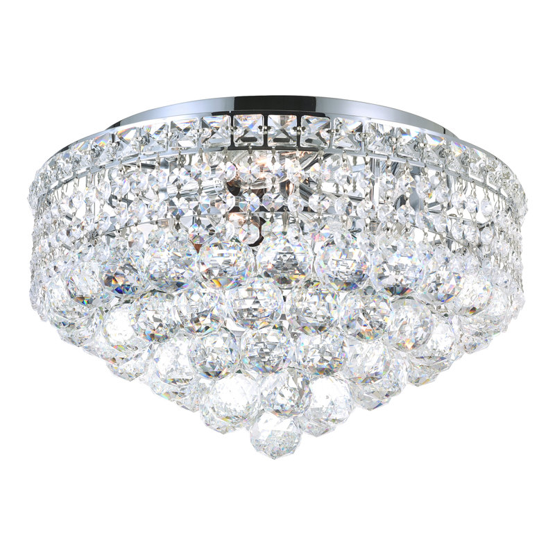 Plafonnier encastré 5 lumières avec finition chromée, Chrome chrome, H 9 po x l 16 po x P 16 po