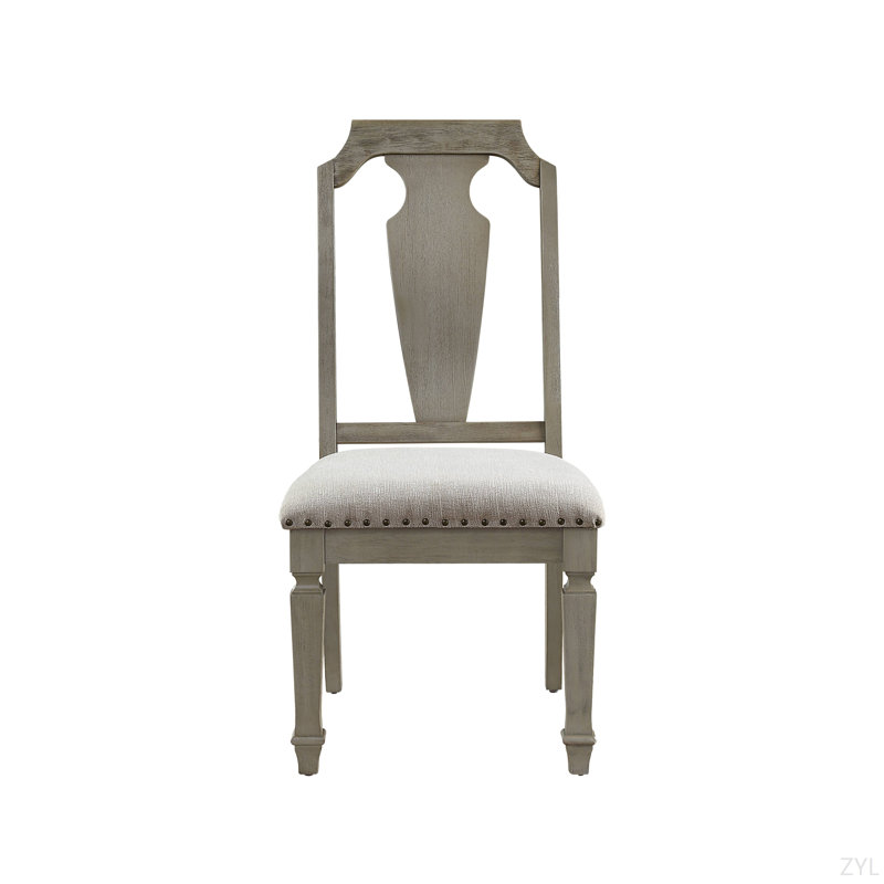 Ensemble de 2 chaises d'appoint en lin beige et chêne vieilli