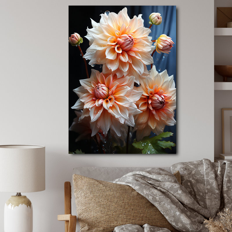 Impression romantique sur toile Vontrel Peach Dahlia, H 44 po x l 34 po x P 1,5 po, Toile tendue