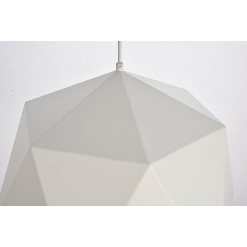 Neri 1-Light Dimmable Single Pendant, 67" H x 10.2" W x 10.2" D, White/Gold