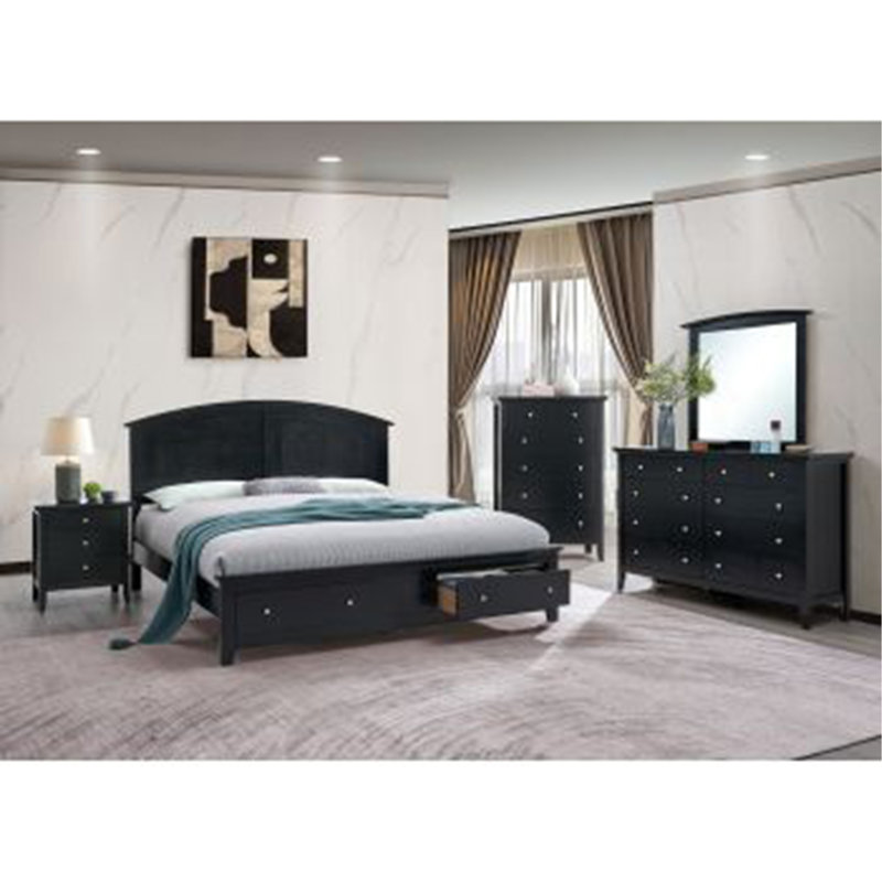 Grand lit Hammond (matelas non inclus), noir, Queen