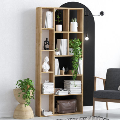 Sleek Modern Bookshelf, Sapphire Oak, 29.5 x 67.0 x 7.1 Inches | 100% Melamine Coated Particle Board for Durability | Stylish Storage Solution for Home & Office | Contemporary Design with Ample Space for Books & Decor