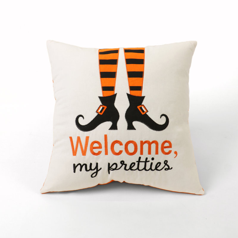 Welcome Pretties Halloween Feathers Square Throw