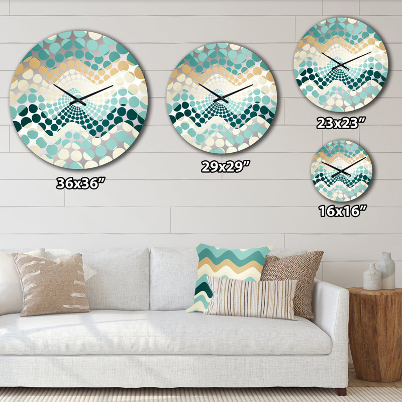 Horloge murale à chevrons vert Serene Seashore, Grand