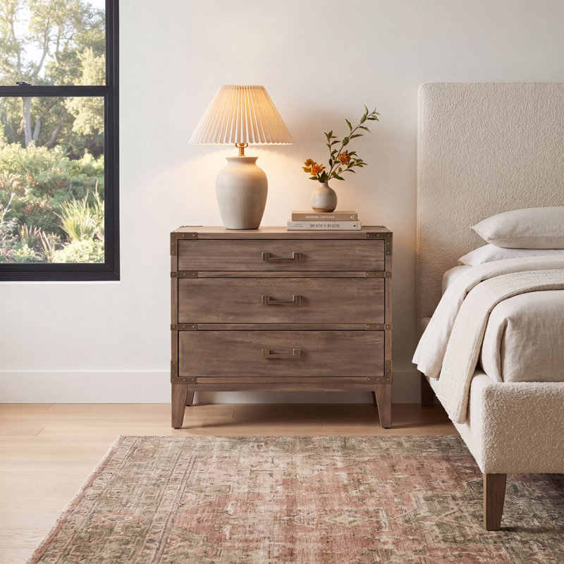 Lauretta 3 - Drawer 26" Nightstand, Ash Brown