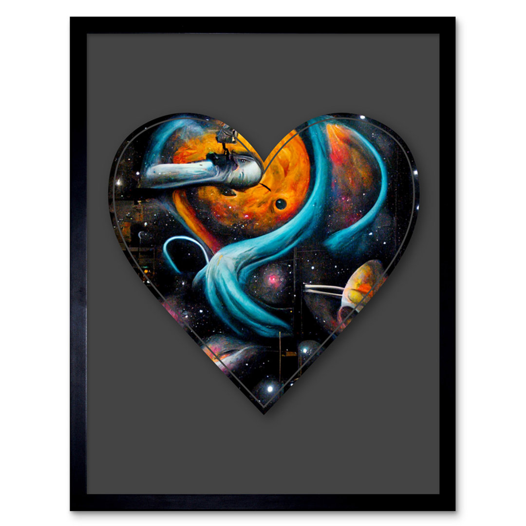 Symbol Heart Love Space Trippy Cosmos Decorative Graffiti - Single Picture Frame Print