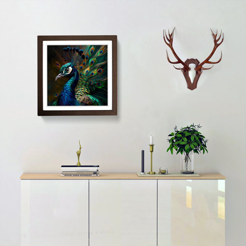 Peacock Expressionism - Framed Print, Walnut