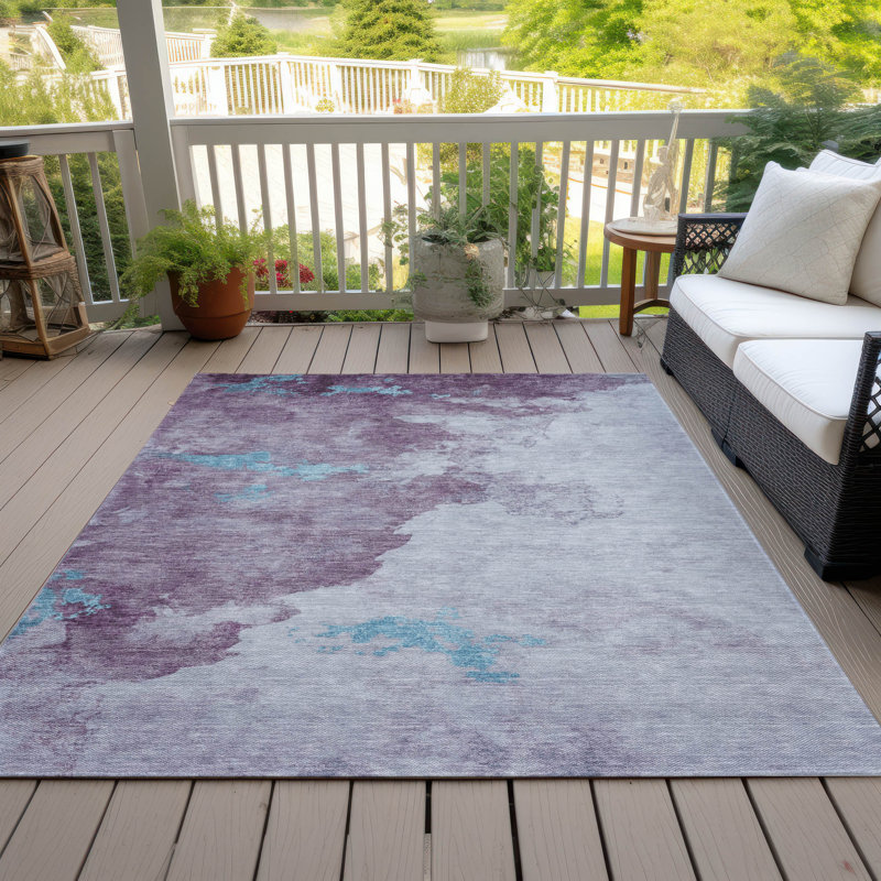 Machine Washable Indoor/Outdoor Xhevrie Lavender Rug, Rectangle 2'6" x 3'10"
