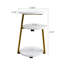 Petite table d'appoint ronde à 3 niveaux en or blanc, extrémité en métal idéale pour organiser des magazines et des décors, cadre compact polyvalent à tablettes ouvertes, rangement pour livres, assemblage facile dans la chambre à coucher